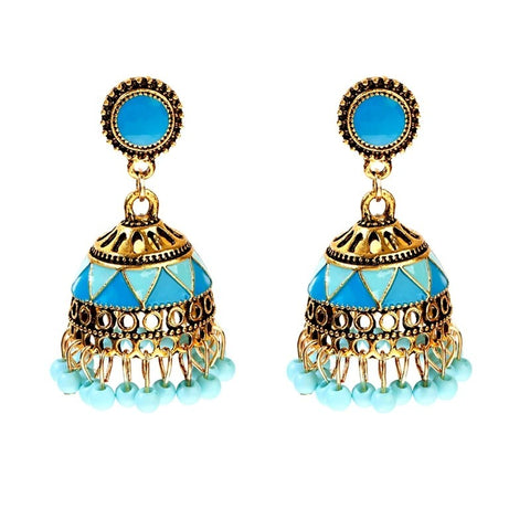 Ethnic Classical Colorful Beads Earrings with Jhumki (E831)