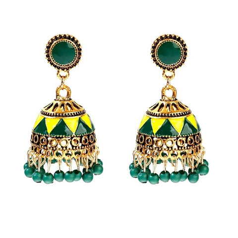 Ethnic Classical Colorful Beads Earrings with Jhumki (E831)