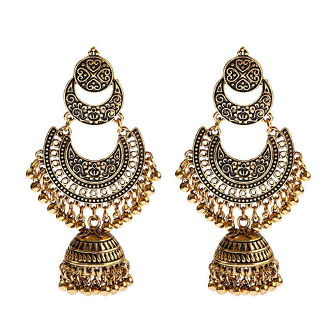 Oxidised Silver Gold Tribal Earrings For Women and Girls (E837)