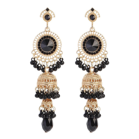 Faux Pearl Decor Jhumka Drop Earrings (E839)