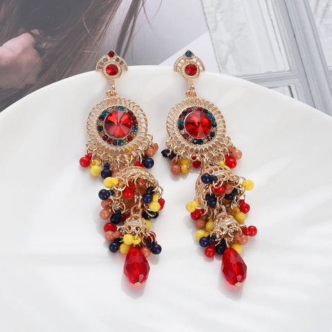 Faux Pearl Decor Jhumka Drop Earrings (E839)