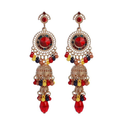 Faux Pearl Decor Jhumka Drop Earrings (E839)