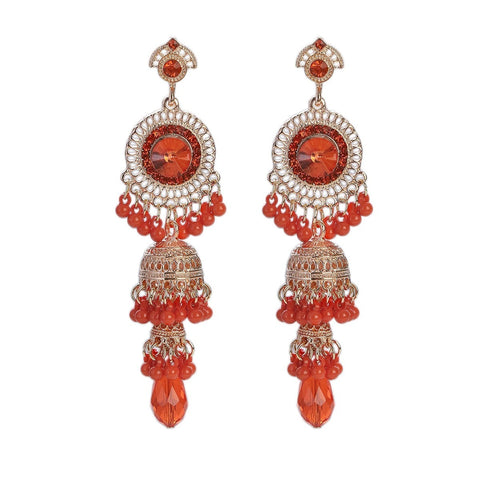 Faux Pearl Decor Jhumka Drop Earrings (E839)