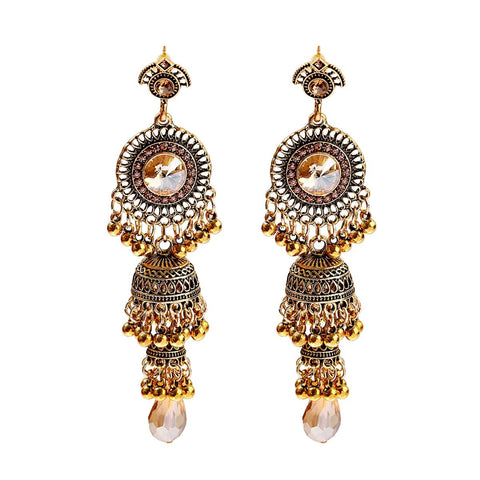 Faux Pearl Decor Jhumka Drop Earrings (E839)