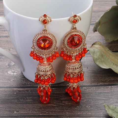 Faux Pearl Decor Jhumka Drop Earrings (E839)