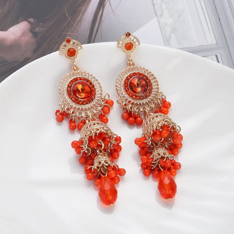 Faux Pearl Decor Jhumka Drop Earrings (E839)