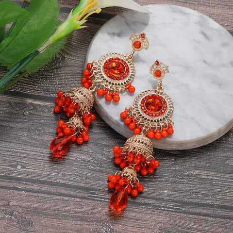 Faux Pearl Decor Jhumka Drop Earrings (E839)