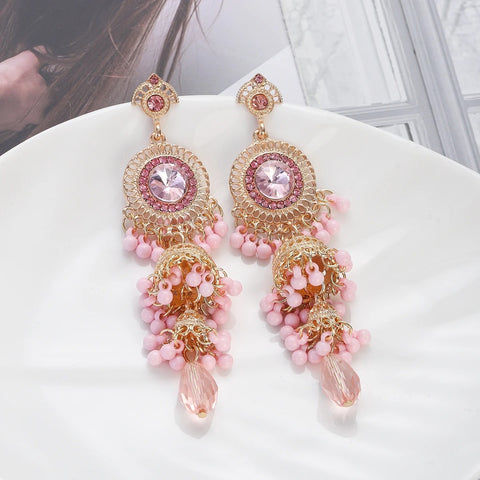 Faux Pearl Decor Jhumka Drop Earrings (E839)