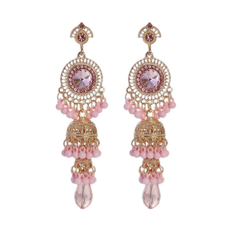 Faux Pearl Decor Jhumka Drop Earrings (E839)