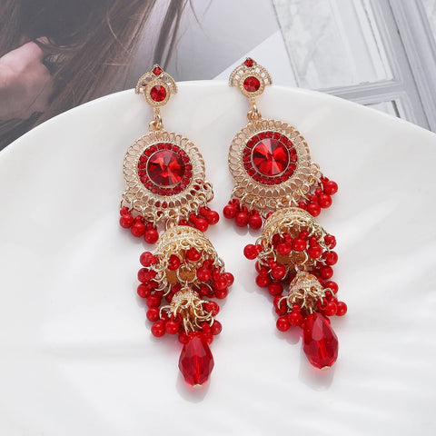 Faux Pearl Decor Jhumka Drop Earrings (E839)