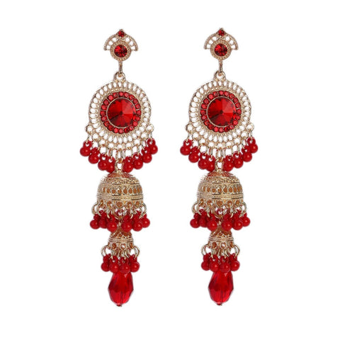 Faux Pearl Decor Jhumka Drop Earrings (E839)