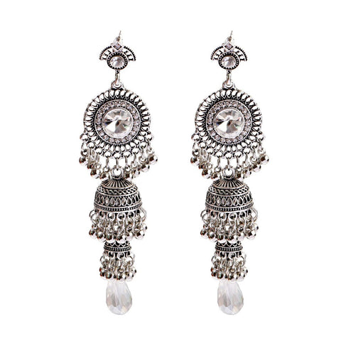 Faux Pearl Decor Jhumka Drop Earrings (E839)