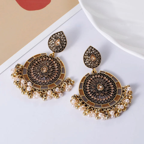 Luxury Ethnic Blue Crystal Water Drop Dangle Earrings for Women (E847)