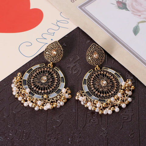 Luxury Ethnic Blue Crystal Water Drop Dangle Earrings for Women (E847)