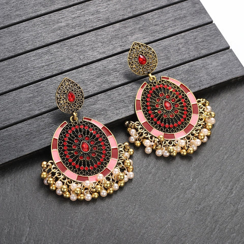 Luxury Ethnic Blue Crystal Water Drop Dangle Earrings for Women (E847)