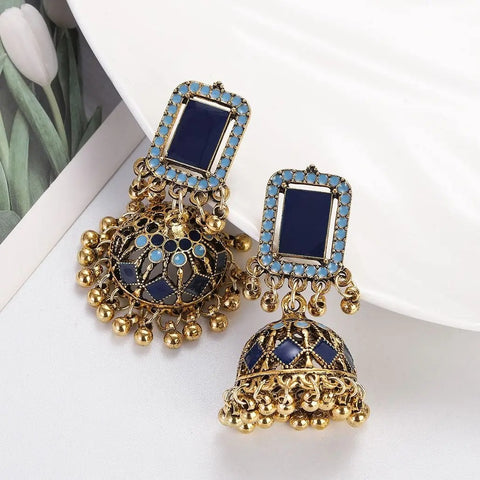 Ethnic Square Dangle Earrings for Women Vintage Alloy Earrings (E840)