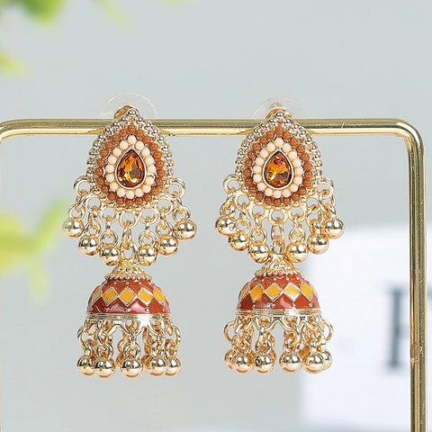 German Silver Oxidised Earrings with Jhumka For Women and Girls (E841)