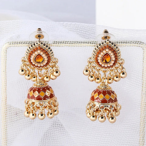 German Silver Oxidised Earrings with Jhumka For Women and Girls (E841)