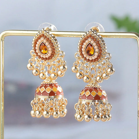 German Silver Oxidised Earrings with Jhumka For Women and Girls (E841)