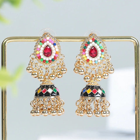 German Silver Oxidised Earrings with Jhumka For Women and Girls (E841)