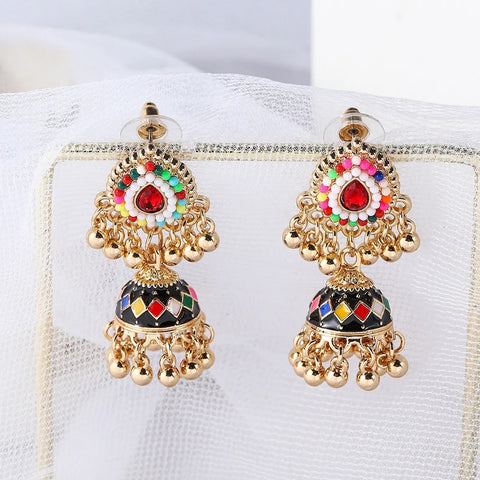 German Silver Oxidised Earrings with Jhumka For Women and Girls (E841)