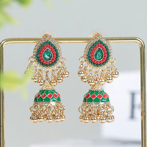 German Silver Oxidised Earrings with Jhumka For Women and Girls (E841)