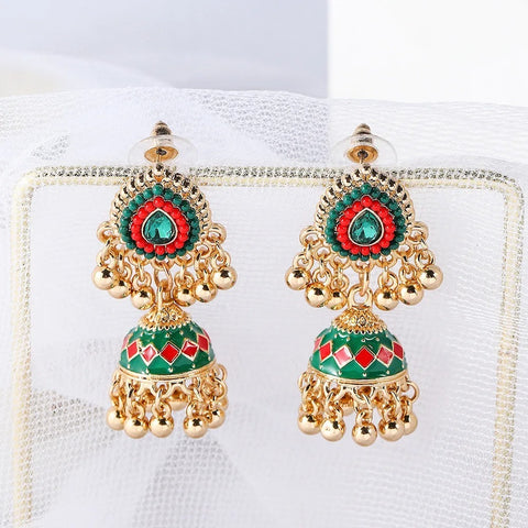German Silver Oxidised Earrings with Jhumka For Women and Girls (E841)