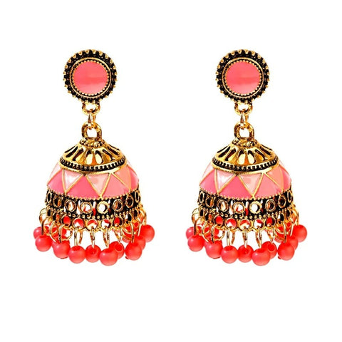 Ethnic Classical Colorful Beads Earrings with Jhumki (E831)