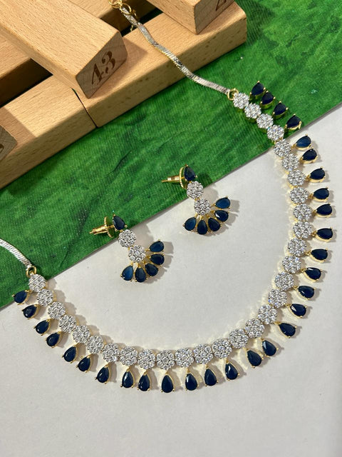 American Diamond and Semi-Precious Designer Necklace Set