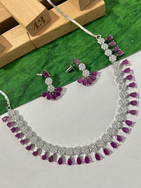 American Diamond and Semi-Precious Designer Necklace Set