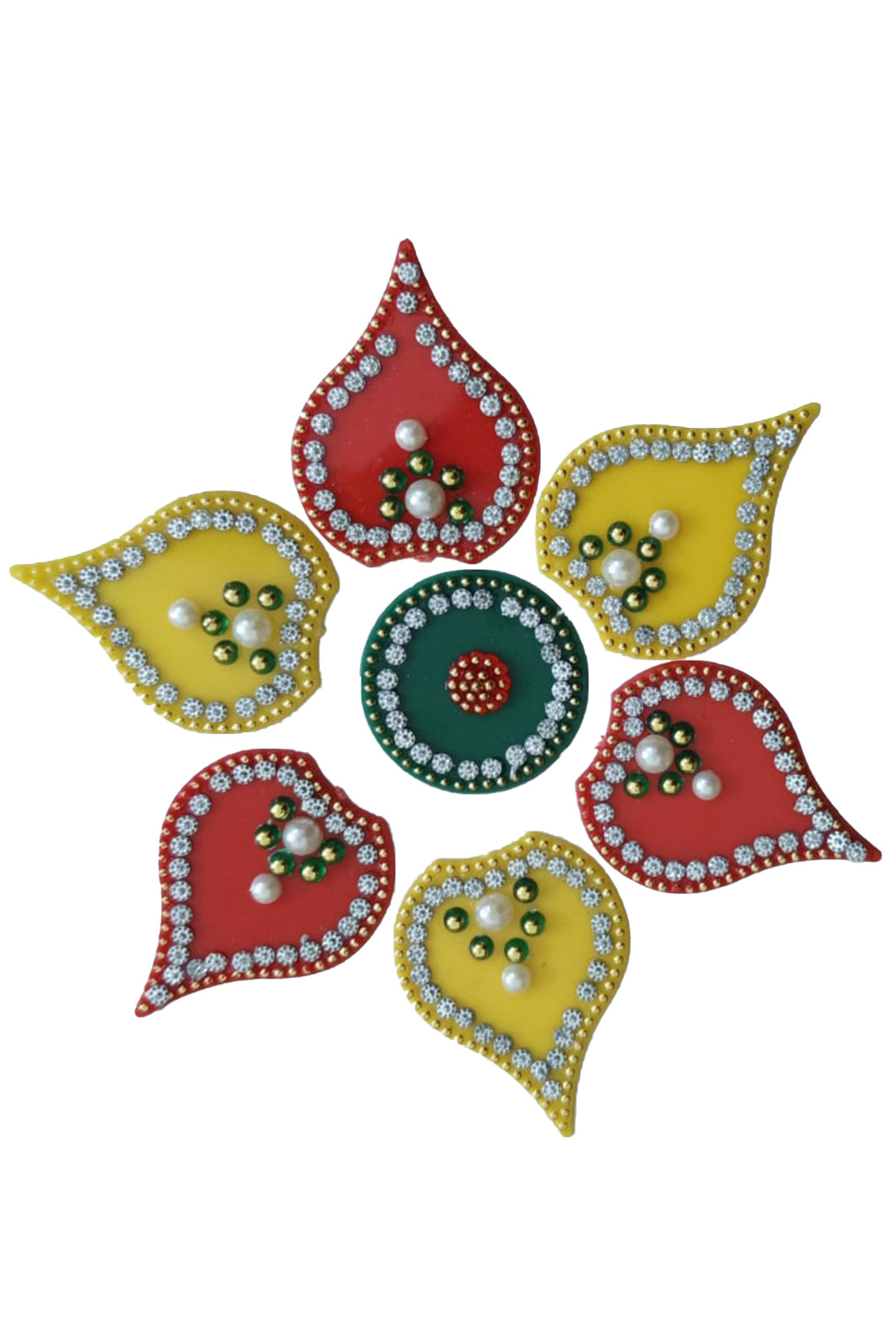 7 Piece Festive Decor - Rangoli Set in Red Yellow and Green– PAAIE