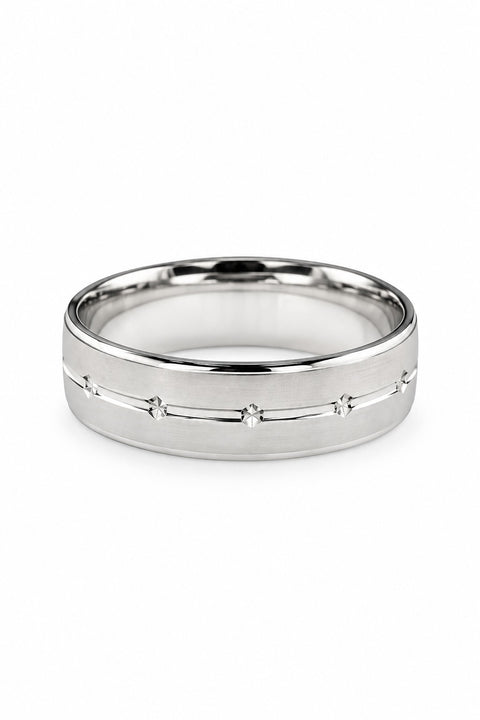 925 Sterling Silver Rhodium Plated Ring with 5 CZ Stones (D74)