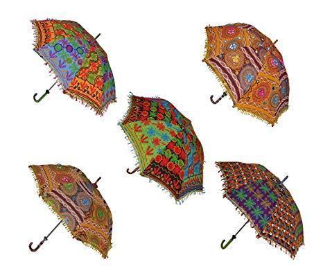 Handmade Designer Cotton Patchwork Multi Colored Embroidery Umbrellas