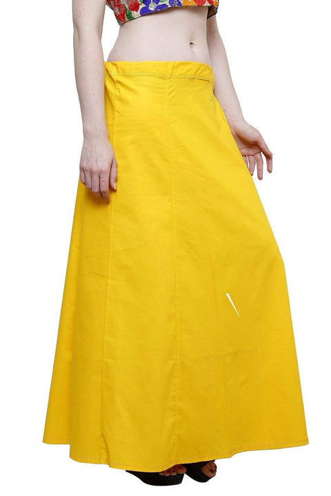 Readymade Petticoat in Yellow Color for Saree (Cotton)