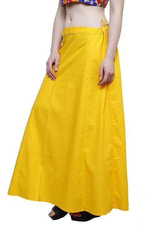 Readymade Petticoat in Yellow Color for Saree (Cotton)