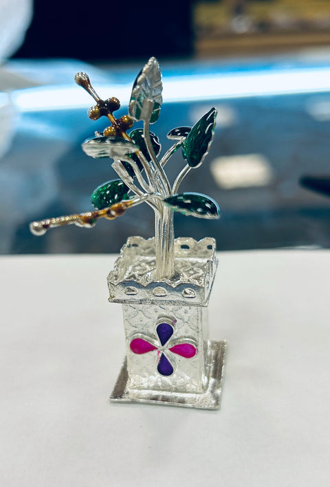 925 Solid Silver Designer Tulsi Goddess Plant (D3)