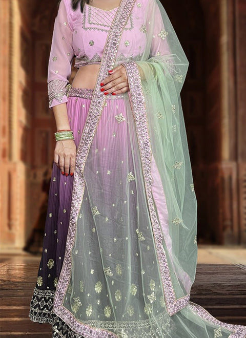 Designer Purple Georgette Stylish Readymade Lehenga Choli (D194D)