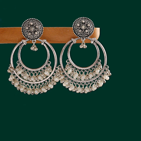 Golden Oxidized Black Color Traditional Jhumki Earrings (E899)