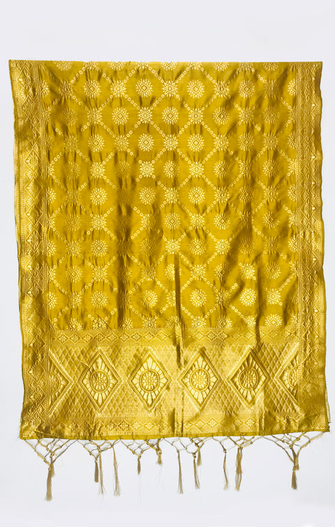 Mustard Yellow Color Banarasi Silk Zari Weaved Dupatta For Casual, Party (D47)