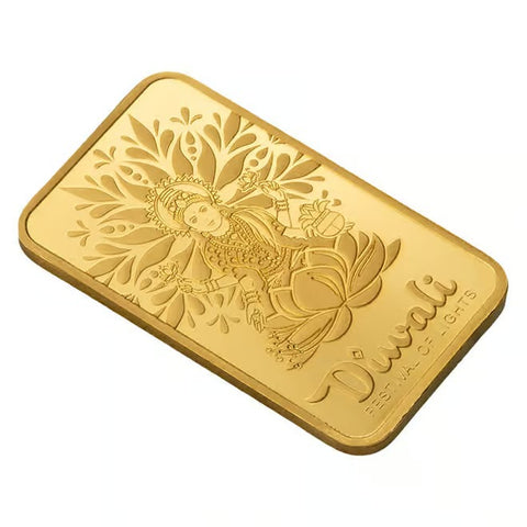 24KT 5 Gram PAMP  Diwali Lakshmi & Sacred Cow  Gold Bar (GC9)