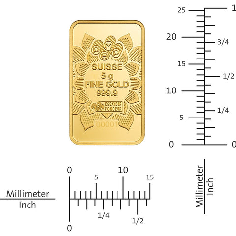 24KT 5 Gram PAMP  Diwali Lakshmi and Sacred Elephant  Gold Bar (GC8)