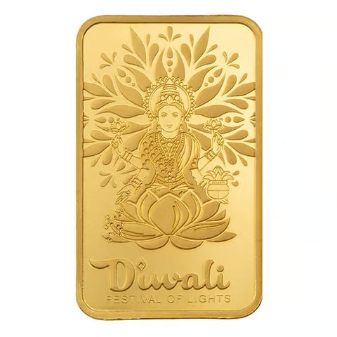 24KT 5 Gram PAMP  Diwali Lakshmi & Sacred Cow  Gold Bar (GC9)