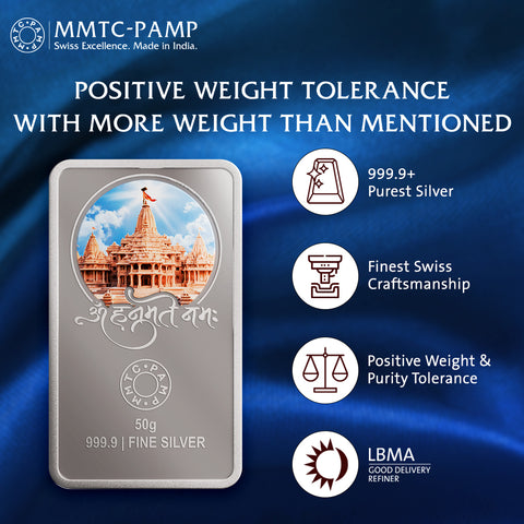 MMTC Purest 50 g Lord Hanuman Silver Bar (Design 73)