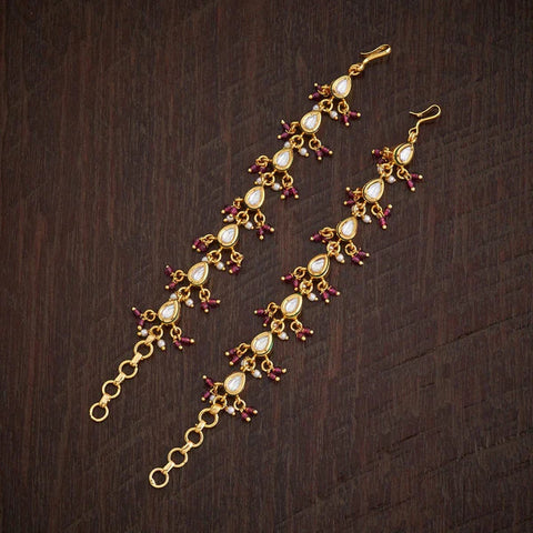 Gold Plated Beautifully Royal Kundan Kanoti Ear Chain For Women