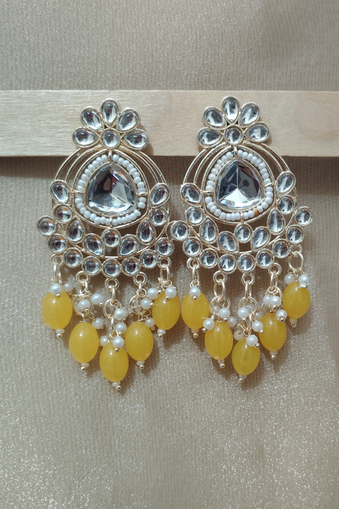 Royal Yellow Color Brass Gold Plated Earrings (E1353)