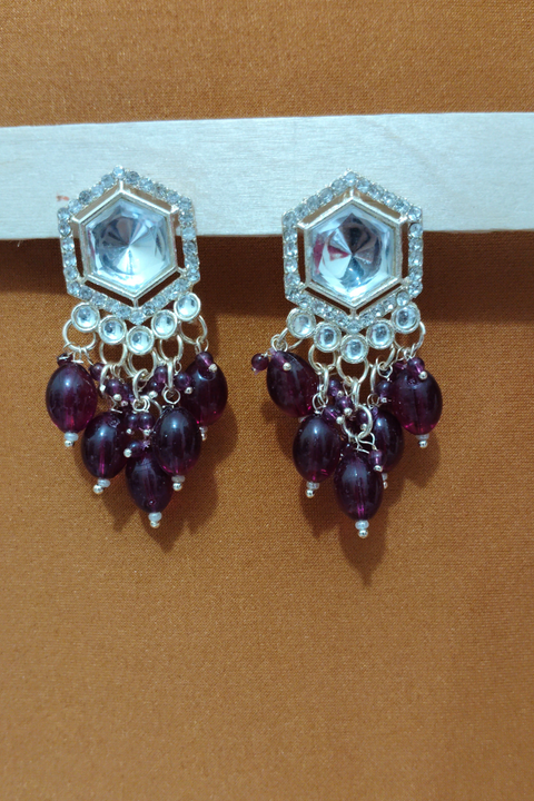 Royal Wine Color Brass Gold Plated Earrings (E1412)