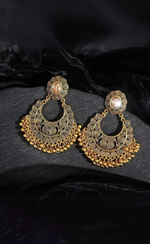Style Pearl Big Drop Bollywood Jhumka Charm Earrings For Women's (E957)