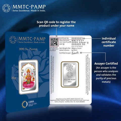 999 MMTC Laxmi Silver Coin Pure Silver Coin (Design 56)