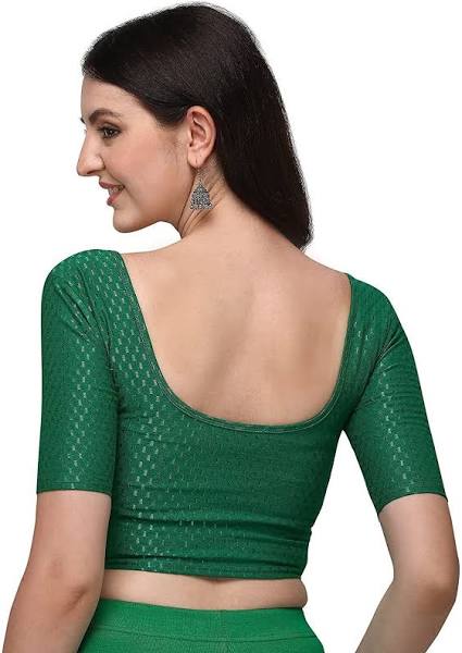 Green Color Self Print Designer Pattern Readymade Blouse in Lycra Stretchable (Design 1193)