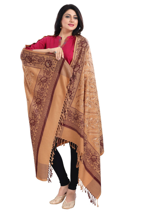 Fashionable Women's Beige Shawl For Casual, Party Wear (D32)